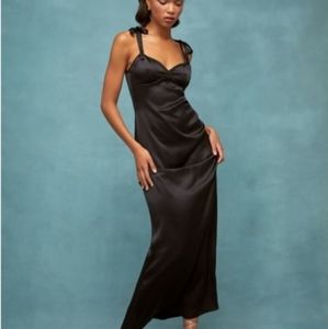 Reformation black silk dress